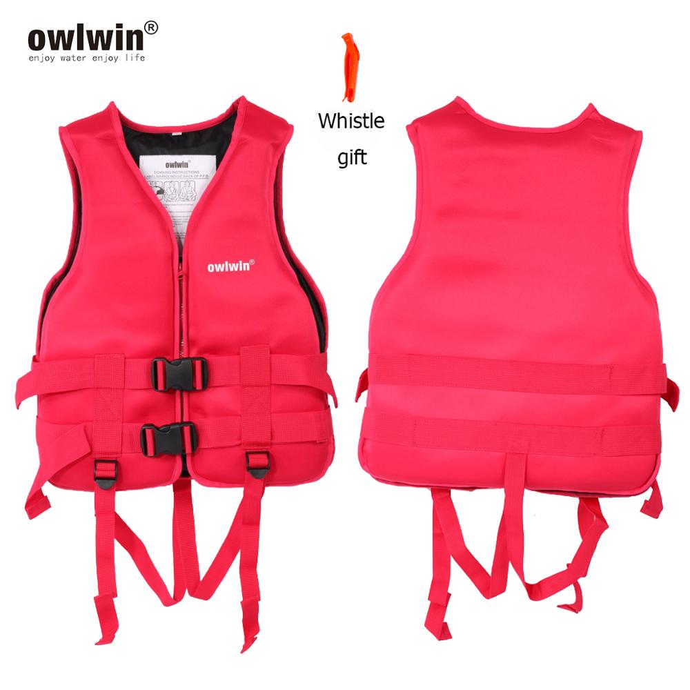 owlwin Adult Children Life Vest Jacket Swimming Boating Skiing Driving Ski Vests with Pipe Water Sports Man life Jacket: Red / L(50-70KG)