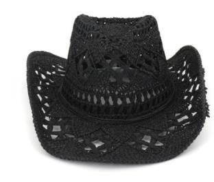 Stroh Western Cowboy Hut Hand Made Strand Fühlte Sonnenhüte Party Kappe Für Mann Frau Curling Krempe Kappe Sonnenschutz Unisex hüte: schwarz