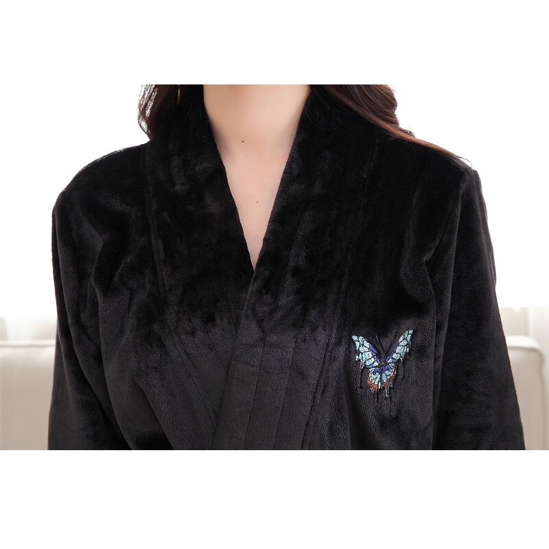 Herfst koppels flanellen kamerjas herenjurk koraal fleece dames winter badjassen dikker warme huiskleding vlinder borduurwerk