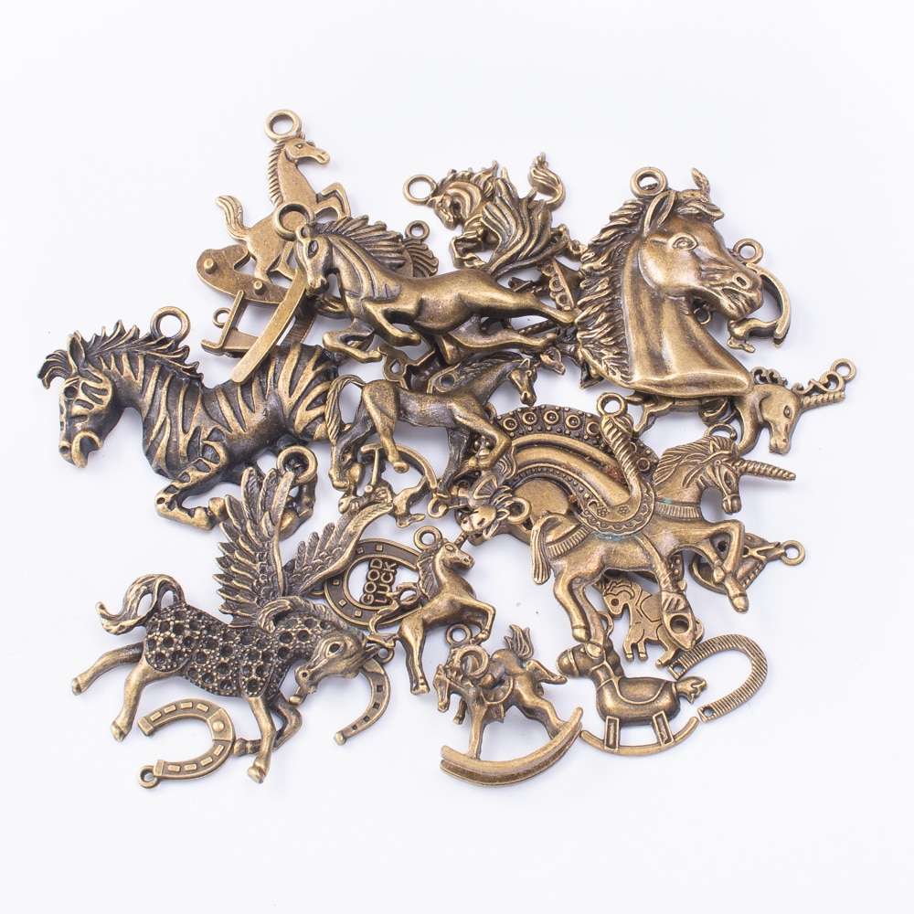 50G Metalen Paard Gemengde Charm Hanger Antieke Bronzen Armband Ketting Handgemaakte Sieraden Maken Diy Accessoires