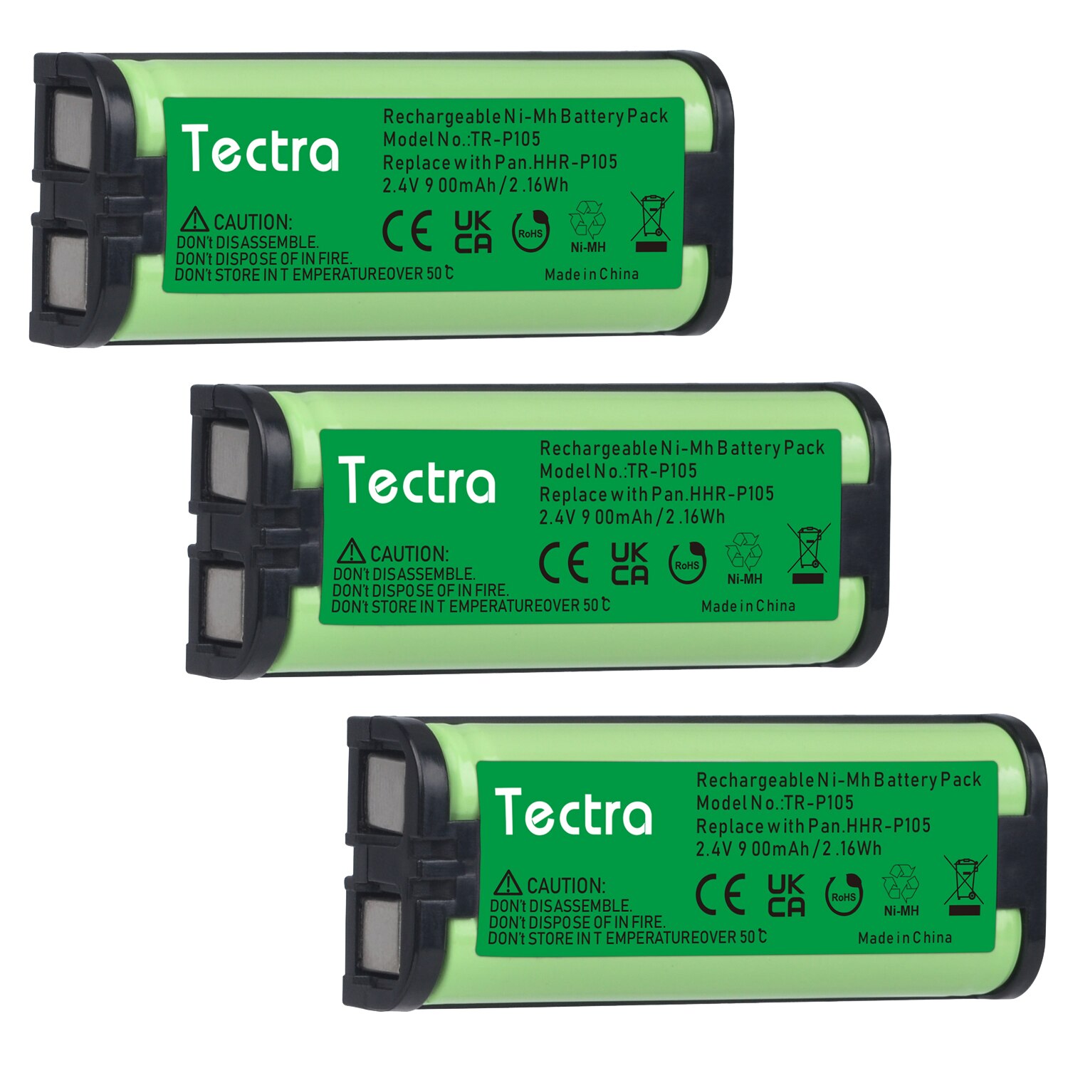 HHR-P105 Cordless Phone Battery for Panasonic HHR-P105A KX-TG5777 KX-TGA242 KX-TGA571 (Type 31) Home Handset Telephone: 3 batteries