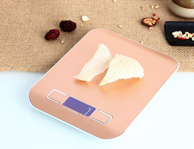 5kg/10kg Digital Kitchen Scale Stainless Steel Weighing Scale Food Scale Balance Measuring Tool LCD Weighing Scales Electronic: Pink / 5Kg