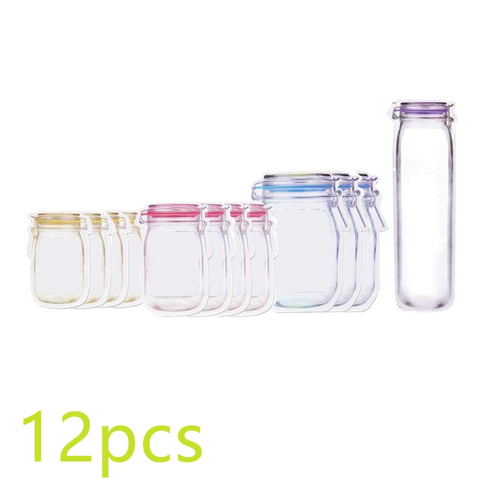 20 piezas Jar Zipper Bags reutilizable Snack ahorrador bolsa de almacenamiento para alimentos congelados bolsas de almacenamiento de bocadillos de alimentos a prueba de fugas: 12 pcs