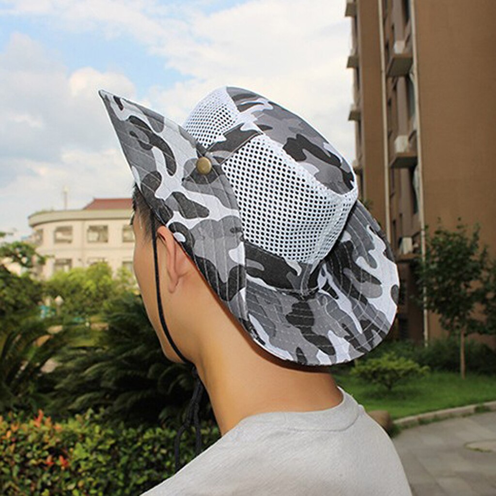 Men Women Sun Protection Hat Wide Brim Bucket Hat Fishing Hats Mesh Hats