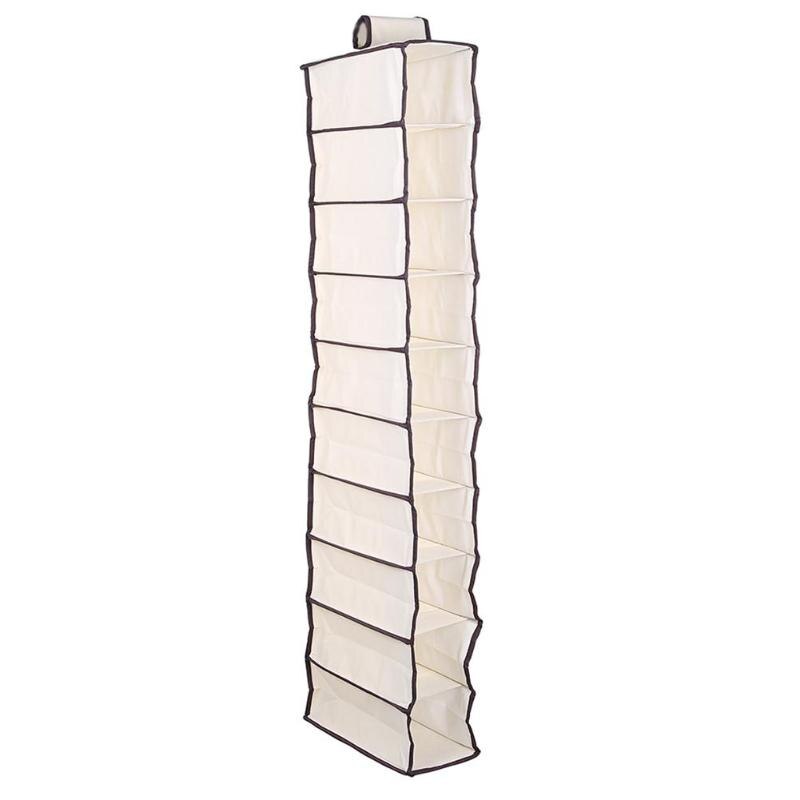 10 etterslep hengende oppbevaringspose skap organisering garderobe organisering klær dør oppbevaring lomme sko hengende skuffe boks hyller: 10 lommer beige