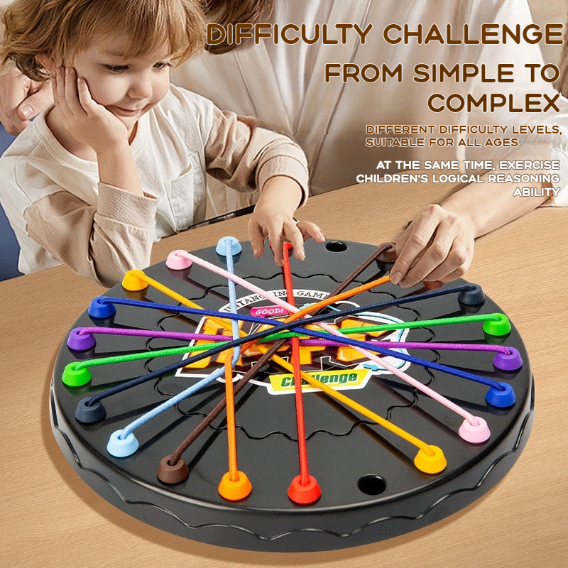 Kid Touw Knopen Puzzel Bordspel Kleur Lijn Twisted Connected Touwen Tafelspel Ouder-kind Interactief Speelgoed