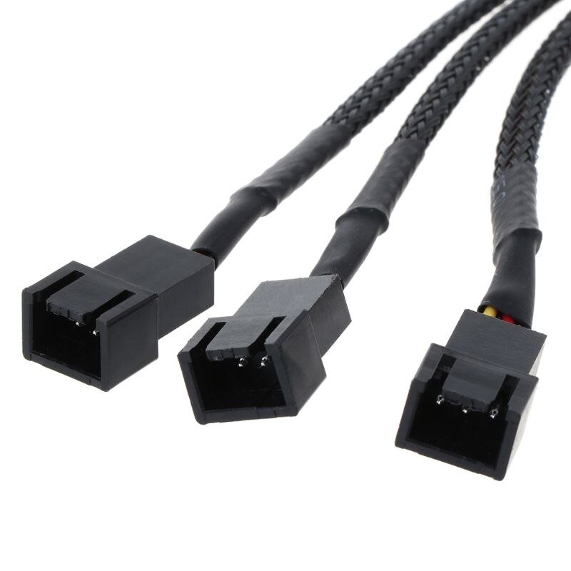 12V 12V 30CM 3Pin Fan PWM 1 to 3 Way Power Supply Extension Cable Y Splitter Port Multiplier PC Computer Cooling 22AWG Wire