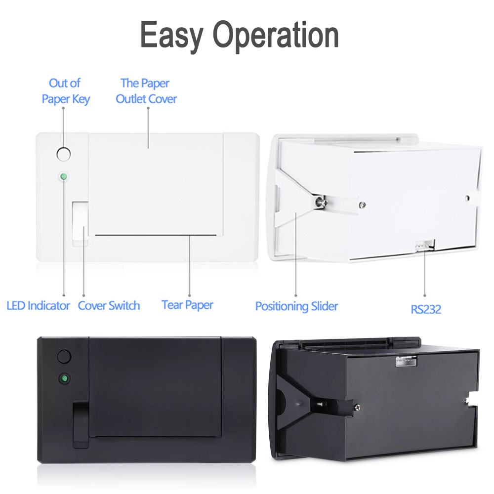 Mini 58mm Panel Embedded Thermal Printer with Interface RS232 TTL Use for Receipt Ticket ESC POS Arduino Android 5v-9v QR701