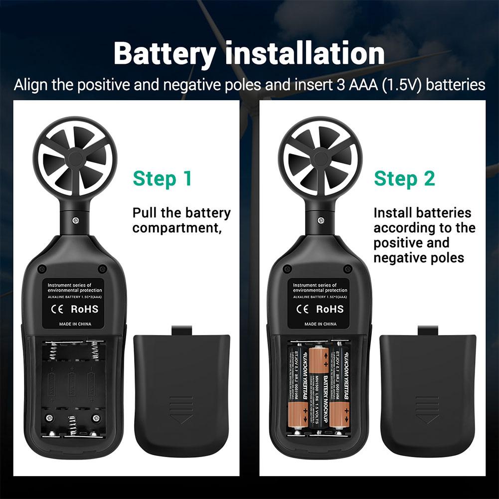 Digital Anemometer 0.3-30m/s Wind Speed Meter Temperature Tester Anemometer LCD Backlight Air Velocity Measure Tools
