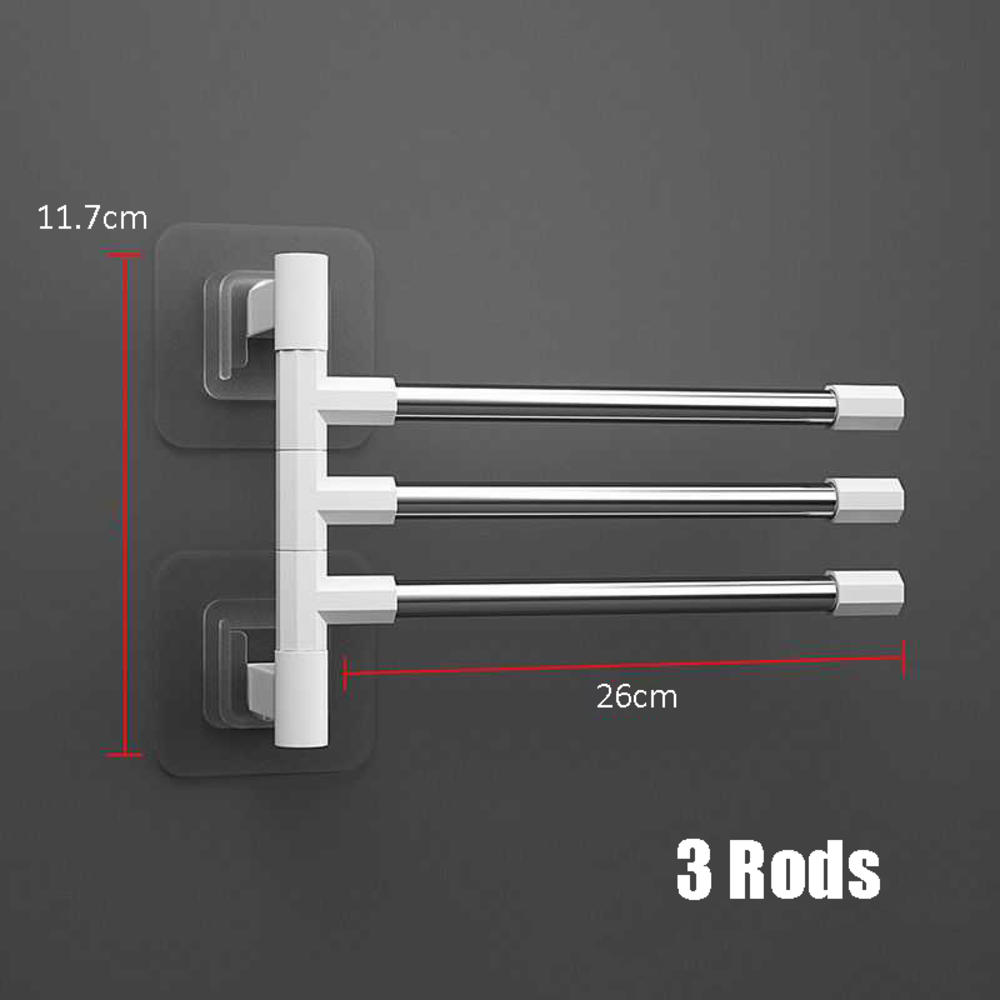 Swivel Towel Bar Stainless Steel Bathroom Swing Hanger Towel Rack Holder Storage Organizer Space Saving Wall Mount Self Adhesive: 2