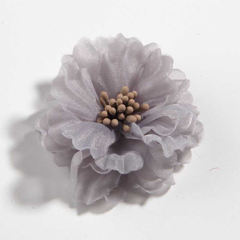 Fleurs en tissu avec allumettes pour décoration, pour Bouquet de mariage, pour bandeau, 5CM 2 ", 10 pièces: Gray