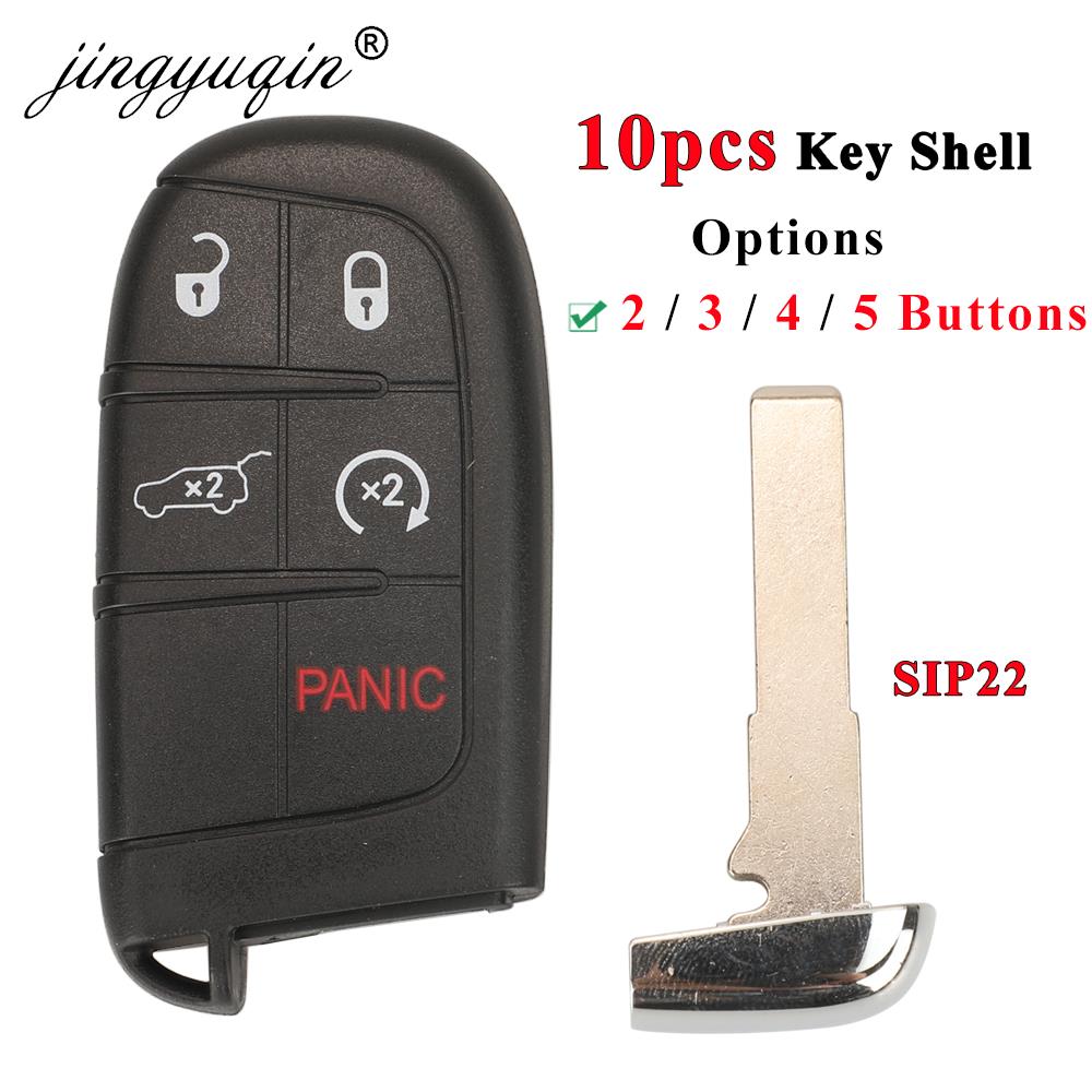 Jingyuqin 10 Uds SIP22 2/3/4/5 botones carcasa de llave a distancia de coche para Jeep Renegade Compass Auto SUV funda inteligente de entrada sin llave Fob