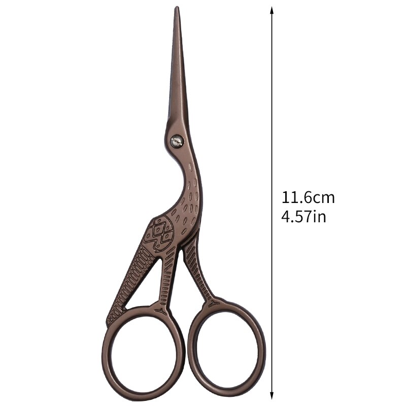 SHWAKK Stainless Steel Embroidery Tailor Scissors Crafts Dressmaking Sharp Handled Needlework Cross stitch Sewing Scissor: 11.6cm dark brown
