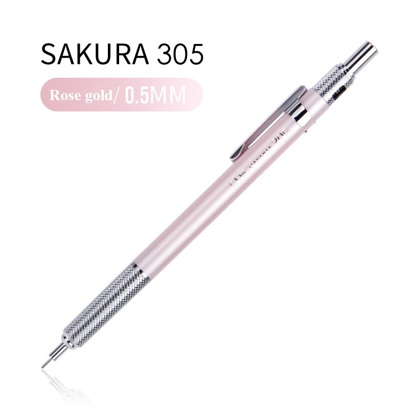 SAKURA metal muszla pisanie automatyczny ołówek automatyczny 0.3/0.5mm grafit opracowanie artykuły biurowe Sztuka materiały piśmienne XS-303/305: 0.5mm róża złoto