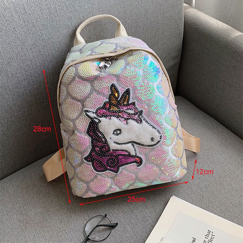 Jzyzqbx Eenhoorn Patroon Schooltas Snoep Kleur Pailletten Rugzak Kinderen Plecak School Rugzak Voor Meisjes Kid 'S Boek Tas