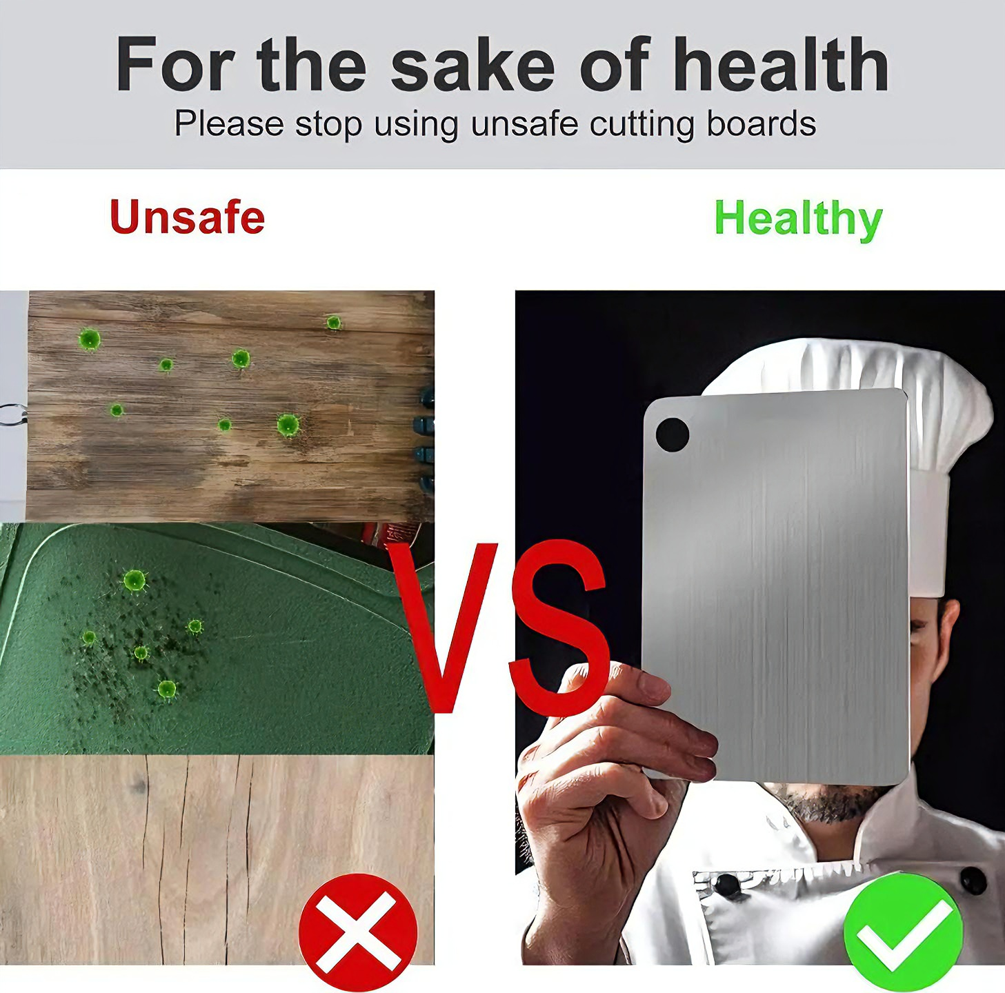 Panneau et planche à découper en acier inoxydable 316, planche à découper épaisse Double face pour la cuisine et la maison, bloc de pâte à pétrir