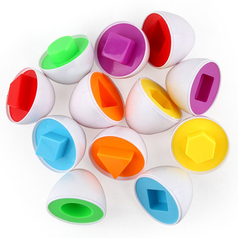 6 stk / sæt børn parring smart æg samling puslespil legetøj geometrisk & symbol form & farvetilpasning læring pædagogisk barn legetøj