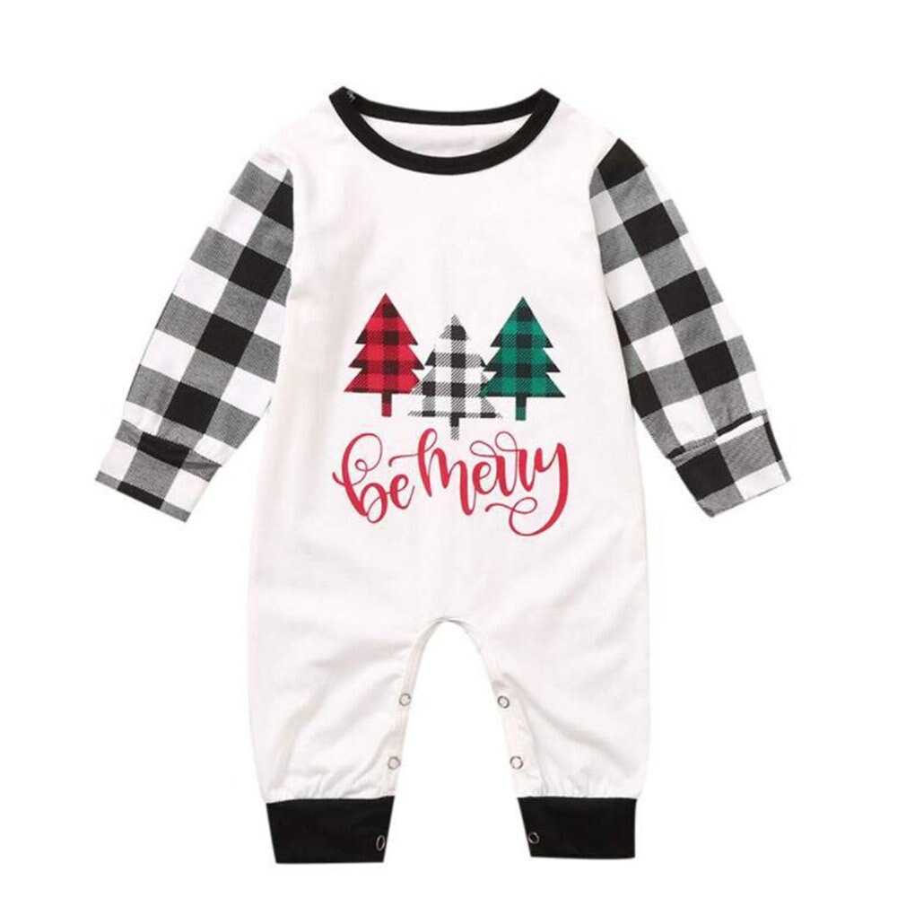 Pyjama de noël assorti pour famille, ensemble 2 pièces, maman et moi, imprimé arbre de noël, vêtements de maison père fils, haut + pantalon: baby 90
