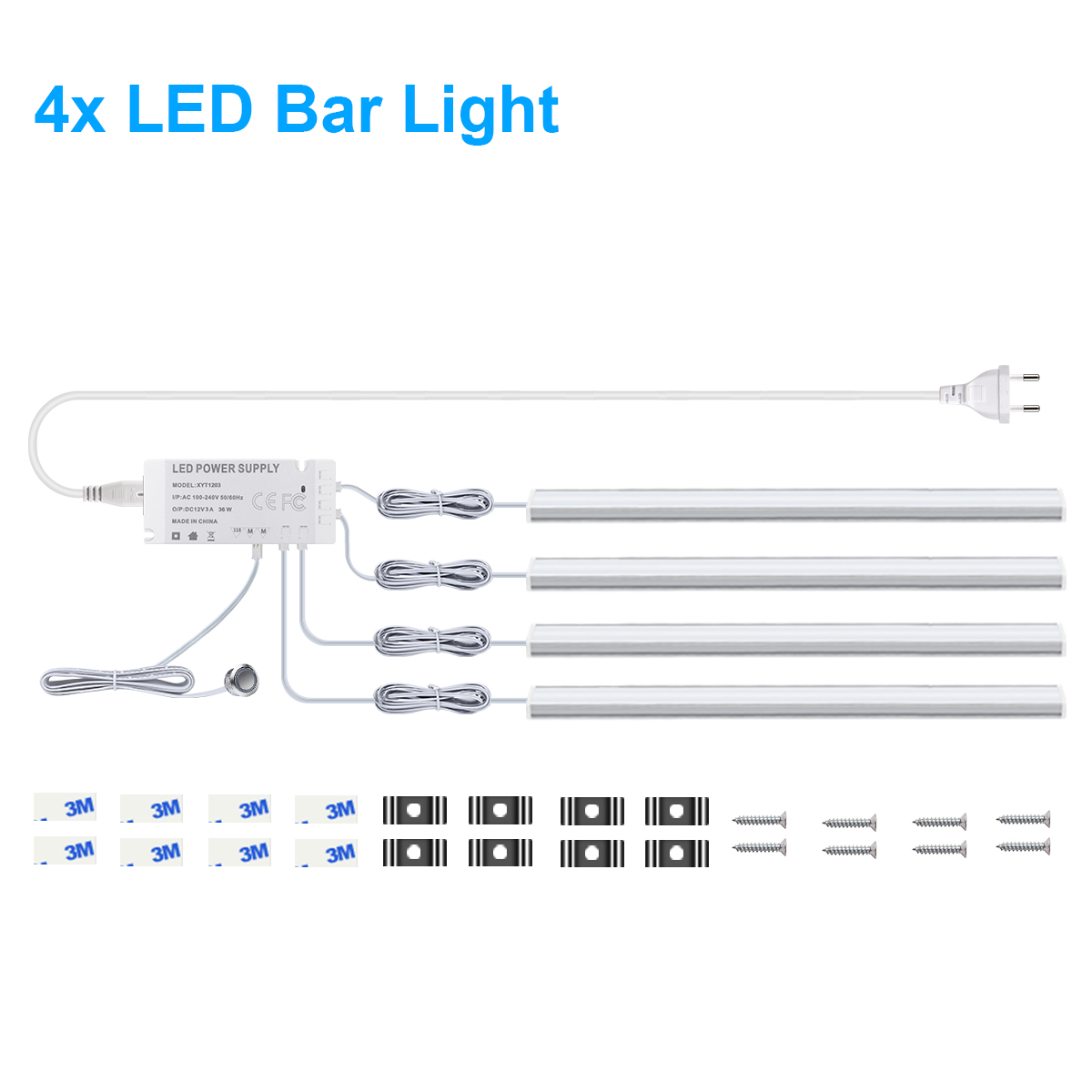 Stepless Dimmable LED Bar Light Tube 12V Touch Switch Sensor Central Control Aluminium Lamp DIY Under Cabinet Closet Backlight: Warm Yellow / Warm White / 0.55m