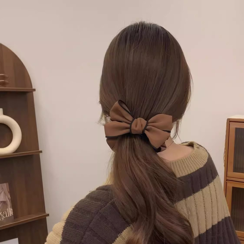 1 stuk dameshaarclip met dubbelzijdig paisley-patroon en strik, trendy haaraccessoire voor dames, perfect voor een zomerse strandvakantie.: Lichtgrijs