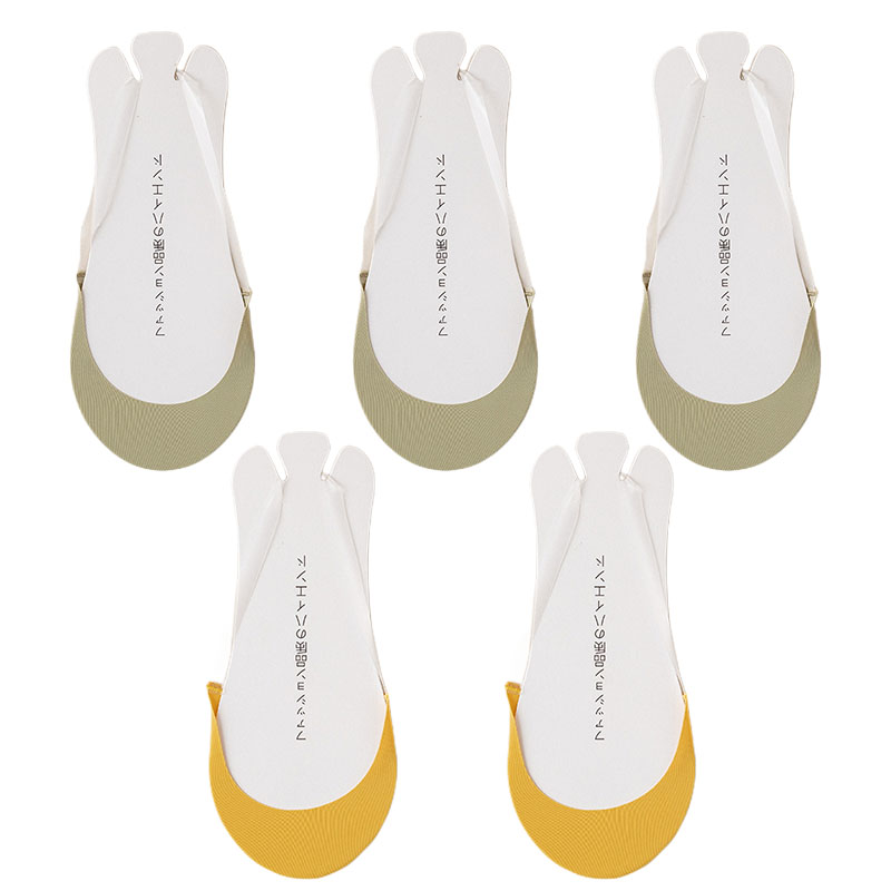 5Pairs Women's Socks Ultrathin Breathable Invisible Half Feet No Show Low Cut Boat Socks Invisible Ice Skil Sock Ladies Sokken: Ivory