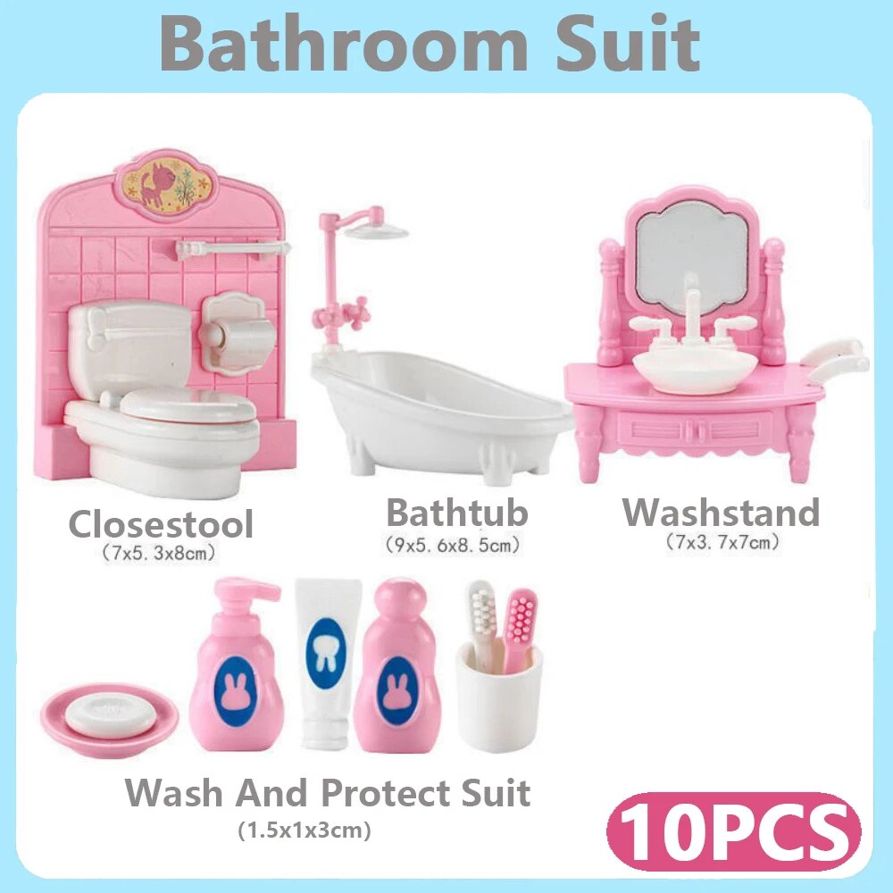 Offre spéciale mignon Kawaii rose 10 articles/Lot Miniature maison de poupée meubles accessoire enfants jouets cuisine choses de cuisine pour fille: Black