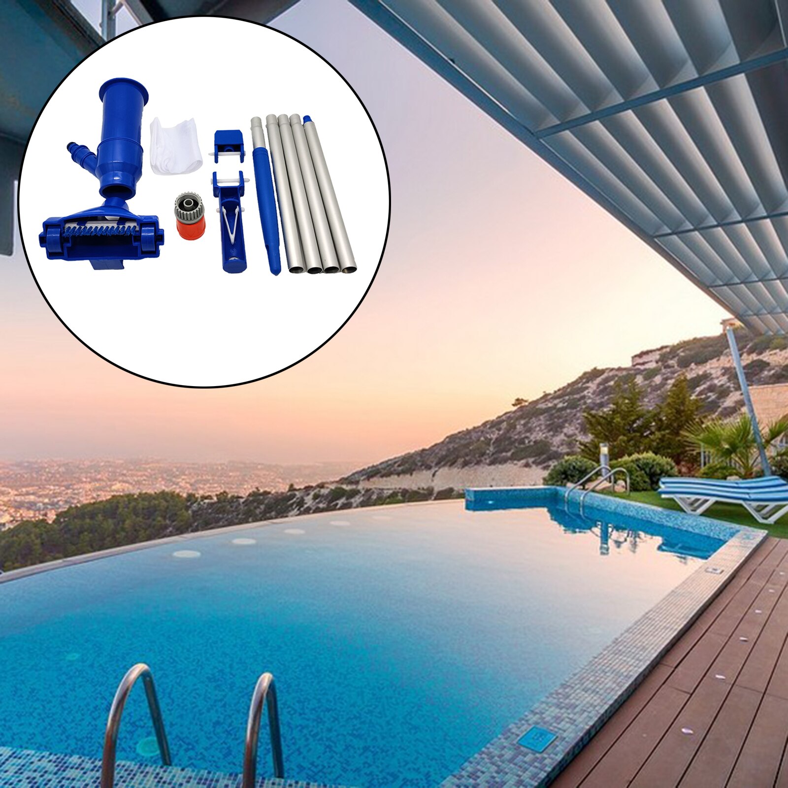 Pool Cleaner Kits Underwater W/ Section Pole for Above Ground Pool Accessory
