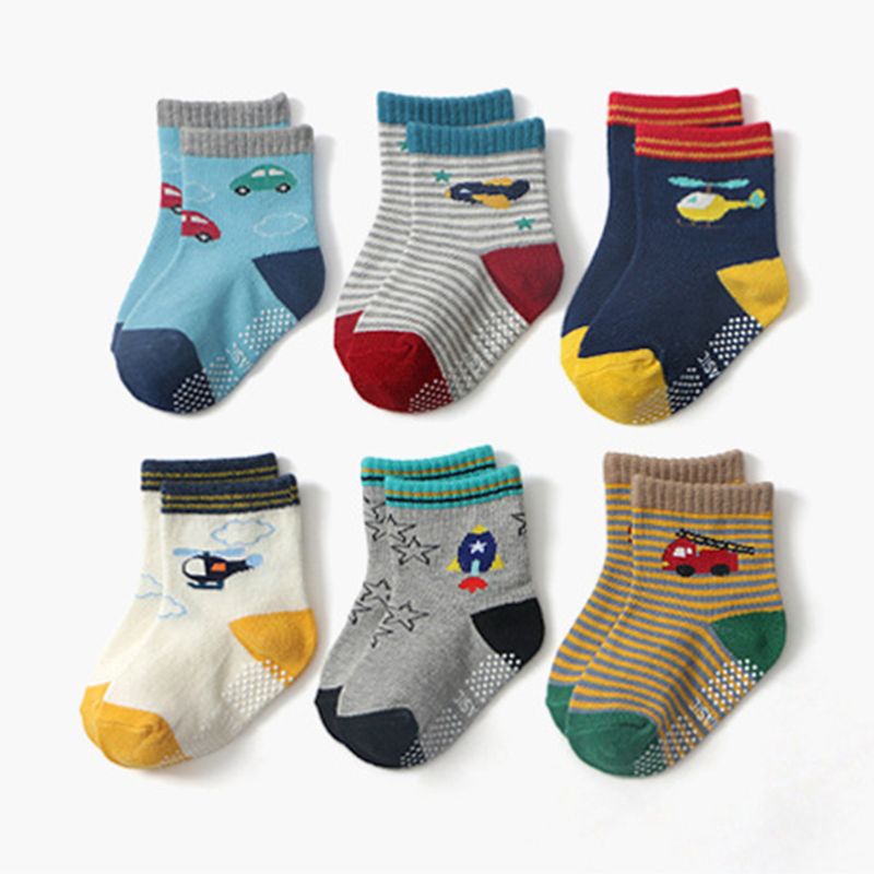Chaussettes antidérapantes confortables en coton pour bébés, pour garçons et filles de 0 à 24 mois, 12 paire/ensemble