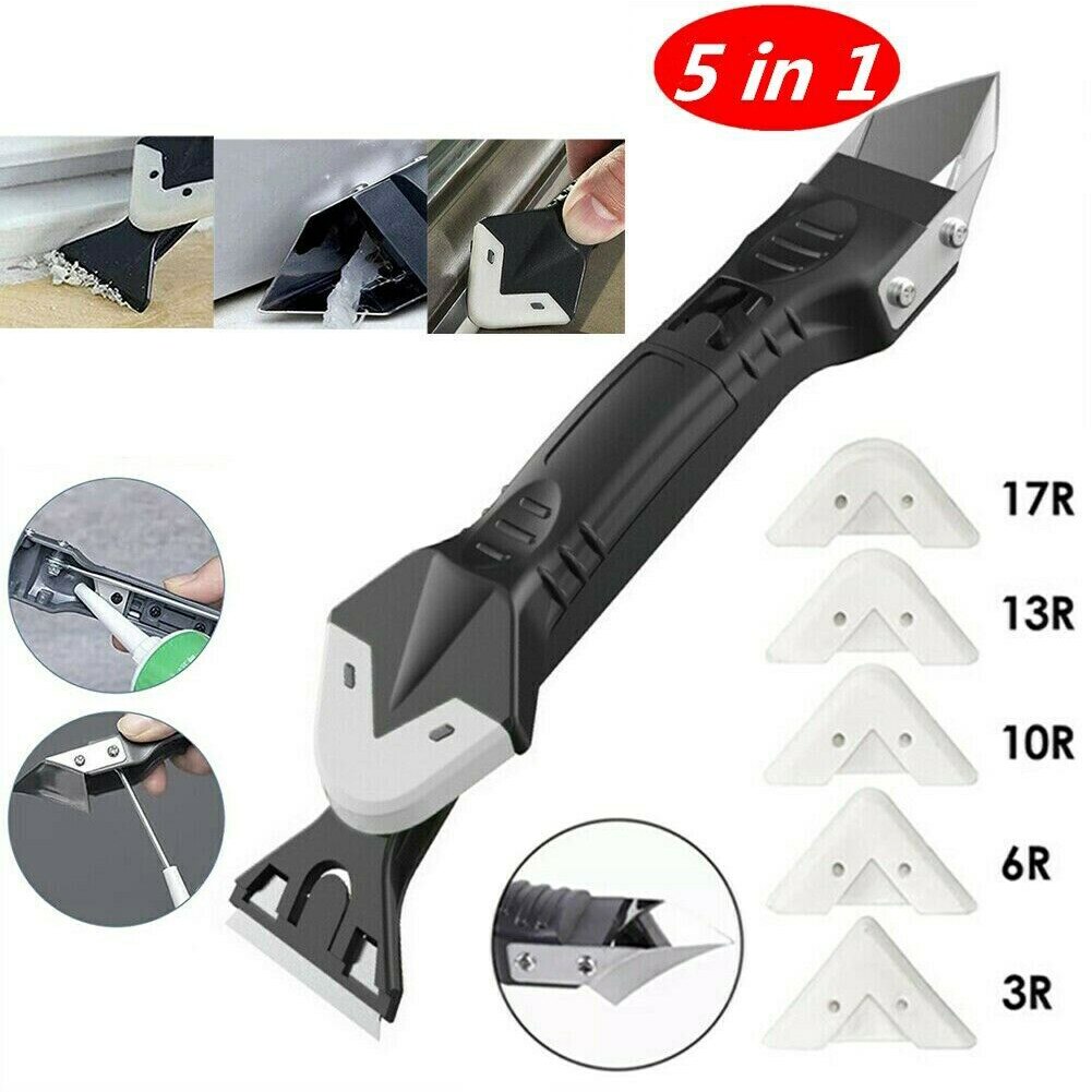 5in1 Sealant Removal Tool Glue Heads Glue Scrapers Set Silicone Tool Kit Scraper Caulk Die Removal Kit Cleaning Tool