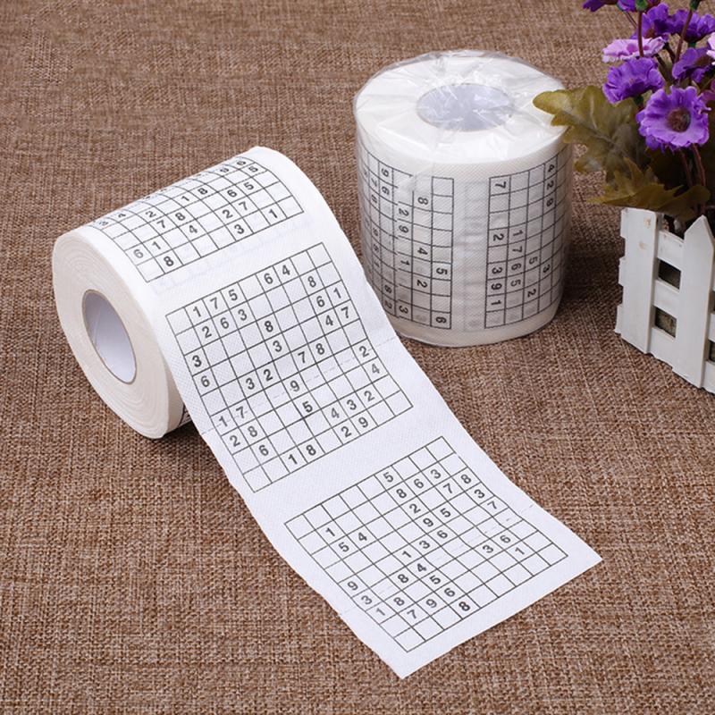2 couches Durable Sudoku Jeu Wc Sur Tissu Imprimé Rouleau de Papier Hygiénique Bon Jeu de Puzzle Pour Enfants Nouveauté Offre Spéciale