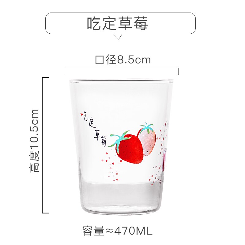 Kubki szklane truskawkowe słomka kuchenka mikrofalowa bezpieczne pokrywki kubki soku proste kreatywne przezroczyste Taza De kawiarnia Drinkware AC50GC: Style4