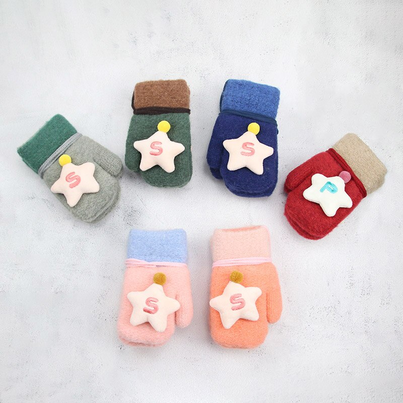 2-6 jaar Kinderen Baby Handschoenen En Wanten Meisje Jongen Winter Warm Gebreide Wollen Wanten Kid Meisje Fluwelen Dikke winter Handschoenen Voor Jongen