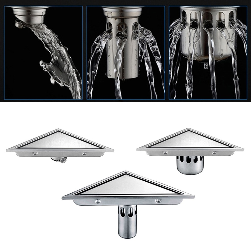 Stainless Steel Bathroom Anti-odor Floor Drainer Hidden Type Triangle Tile Insert Floor Waste Grates Shower Drain M25 21