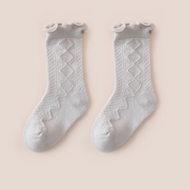 Herbst Winter Warme Baby Socken Nette Einfarbig Lang Säuglings Kleinkind Rüsche Socken Weiche Baumwolle Elastische freundlicher Mädchen Junge Boden socken: grau