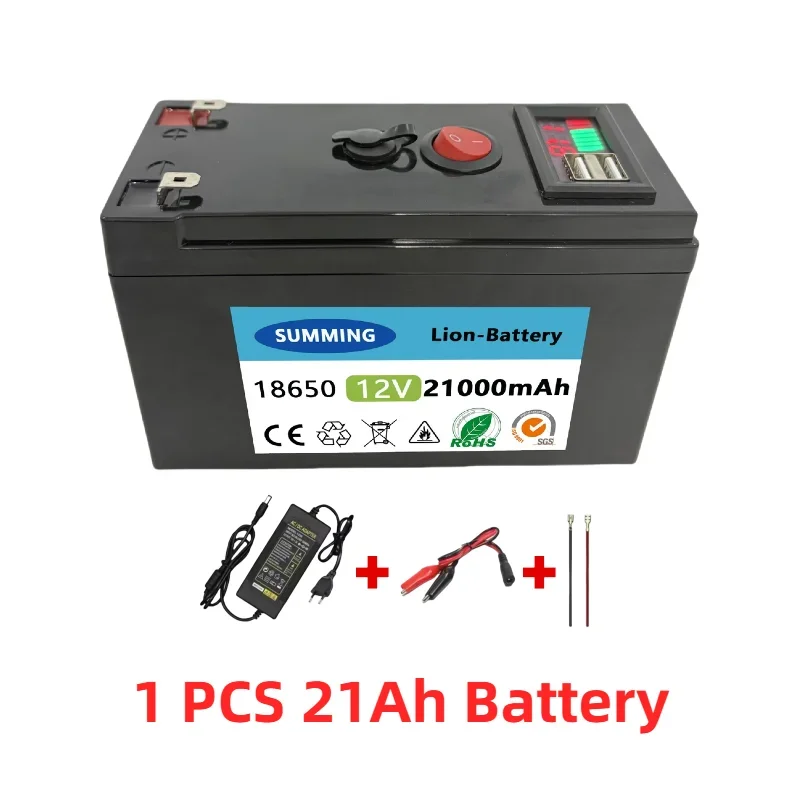 12V 18650 rechargeable lithium-ion battery 12V 21000Ah portable power supply, suitable for vehicle/UPS/solar system operation