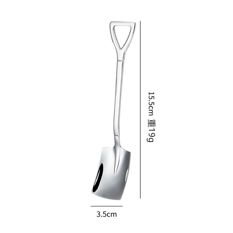 Engineer Ice Cream Square Shovel Cake Spoon Retro Shovel Coffee Spoon Stainless Steel Dessert Spoon Watermelon Spoon: type 2 nature color