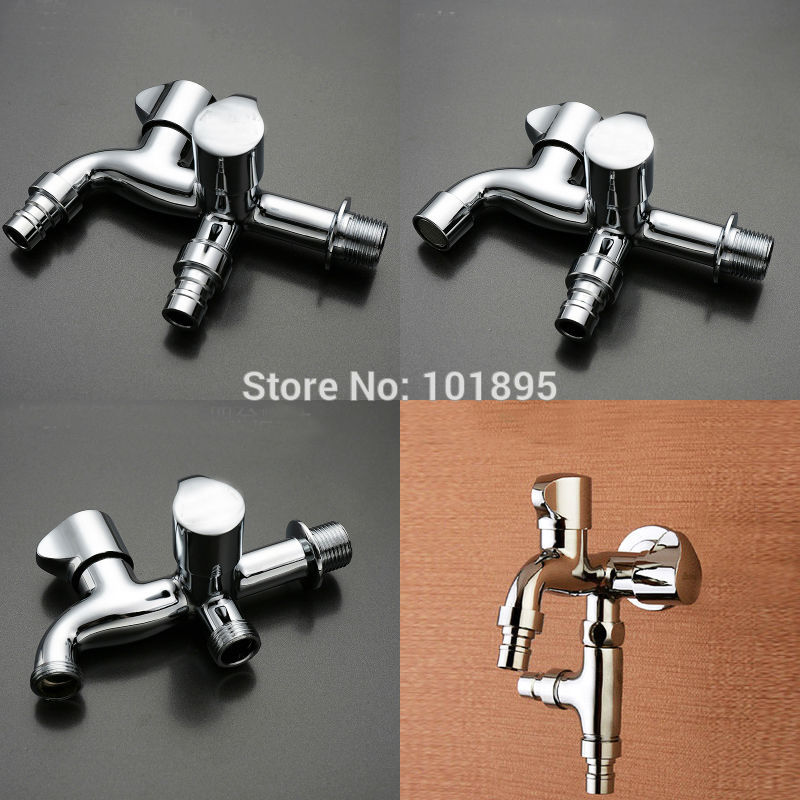 Wall Mounted Half Inch Thread Chrome 7 Models Dual Handle Cold Water Tap with two way out L17092