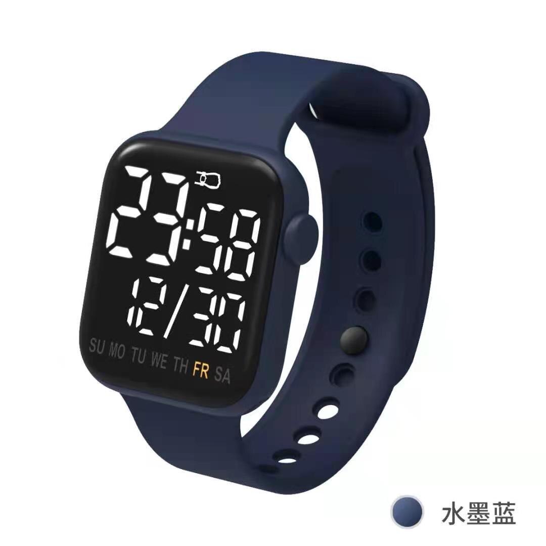 The square LED electronic watch apple touch screen LED watch digital sports students: Blue