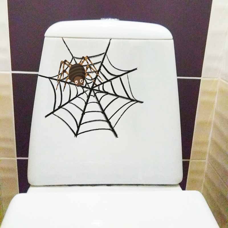 YOJA 22.2X21.5CM Spider Web Spider Art Mural Home Wall Decal Decor Toilet Sticker Funny Cartoon T5-1121