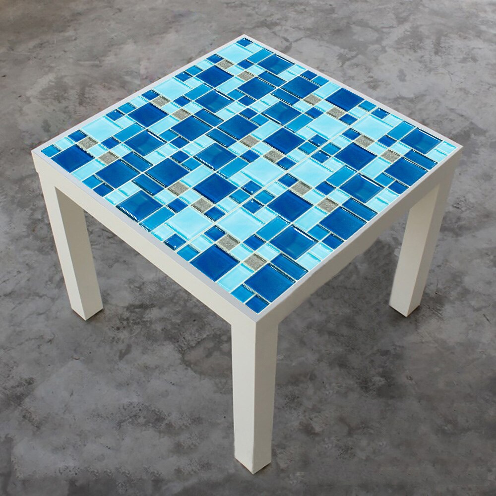 10 stk / sæt blå mosaik hårde fliser gulvvæg klistermærke køkken badeværelse bordindretning tapet skræl & stick slidstærk kunst vægmaleri