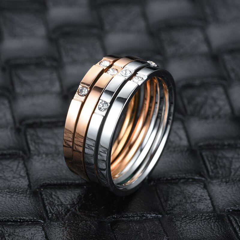 Edelstahl Zirkonia Hochzeit Ring für Frauen Männer Klassische CZ Engagement Ringe Paar Schmuck