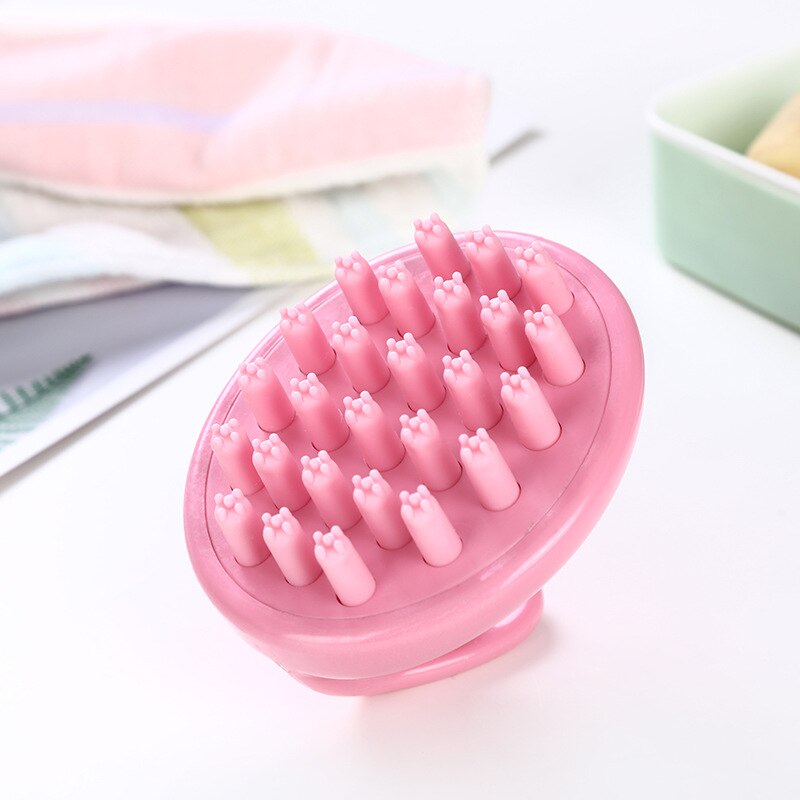 massage brush shampoo shampoo comb scalp massage brush adult scratching hair comb shampoo brush: Pink