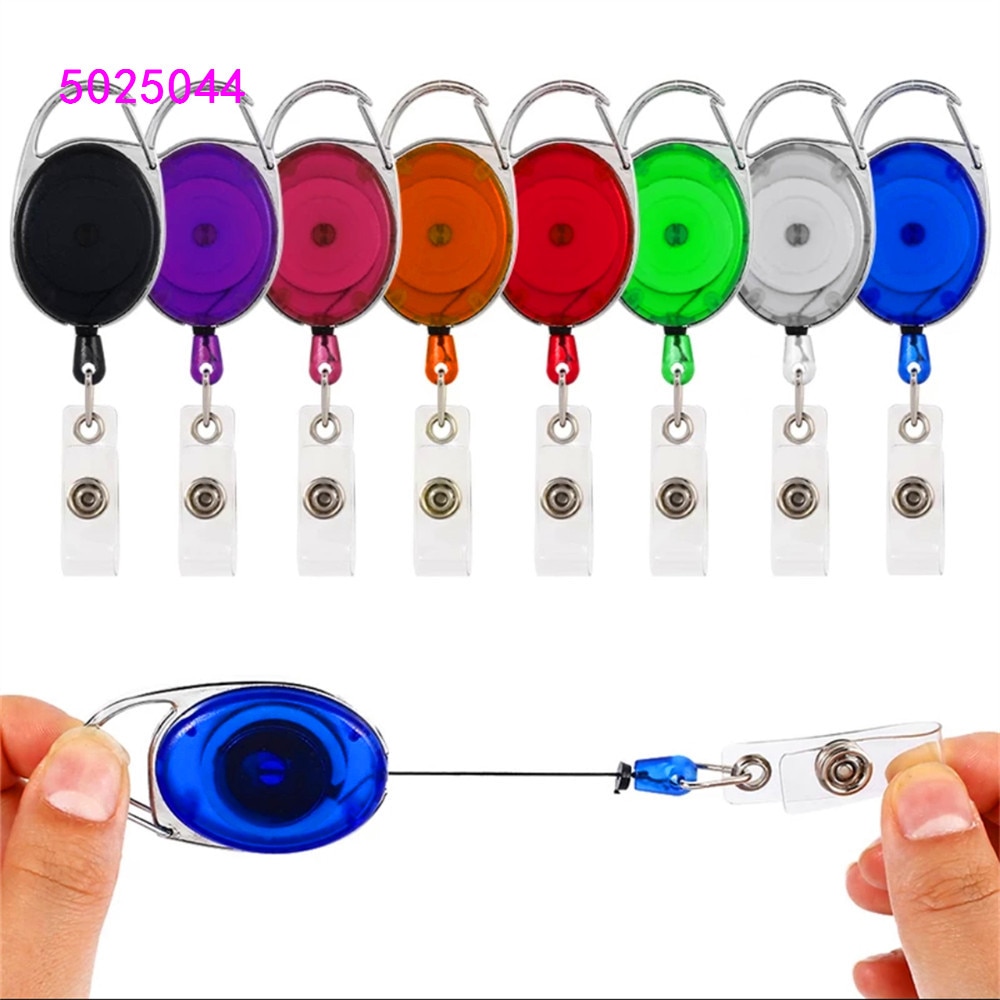 Retractable Pull Badge Reel Zinc Alloy Plastic ID Lanyard Name Tag Card Badge Holder Reels Key Ring Chain Clips