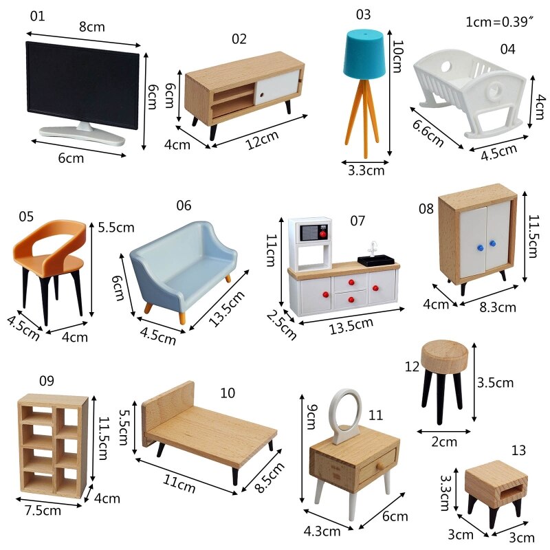 Realistische Puppe Haus Bett/Schrank/Garderobe Schöne Möbel Kuchen Topper Dekoration