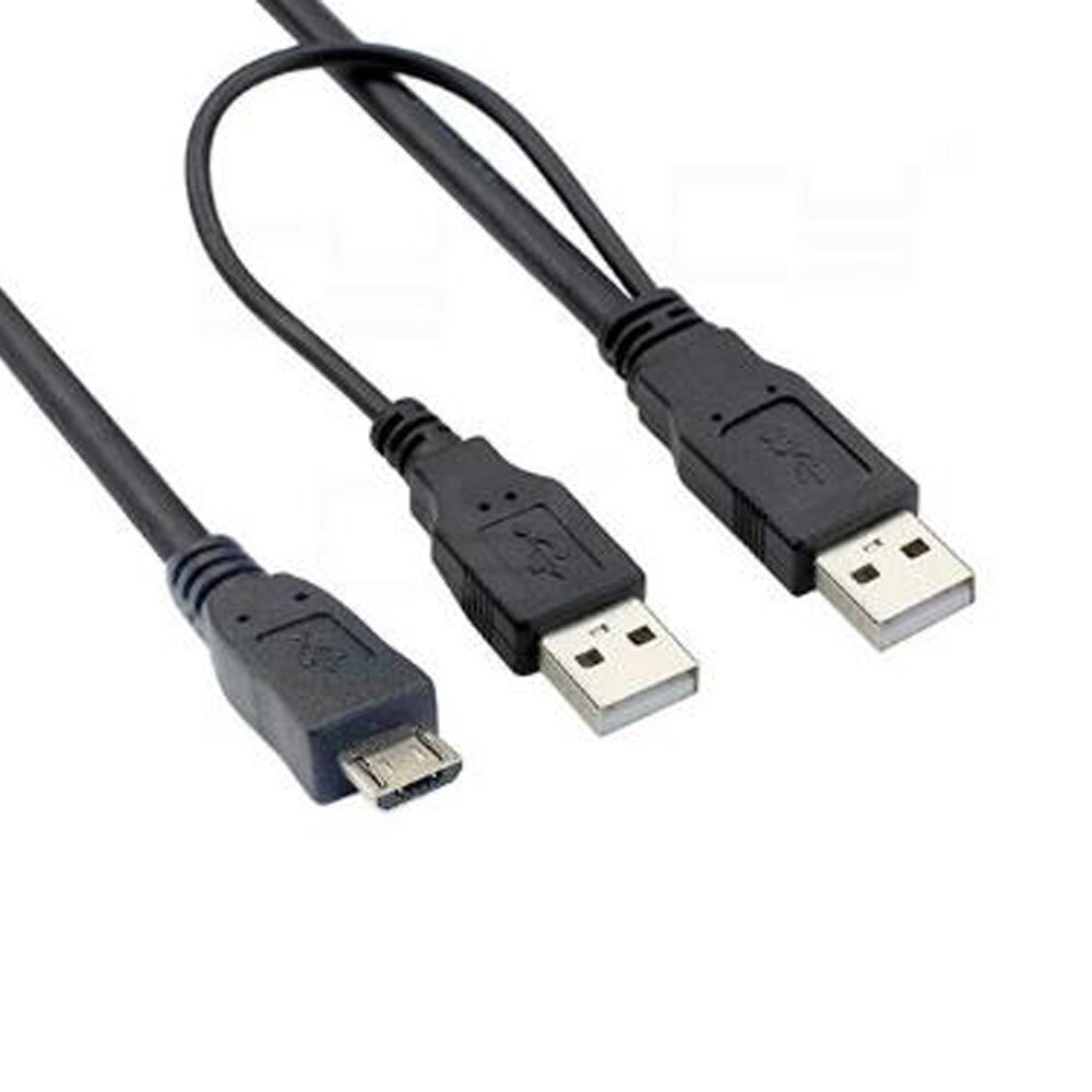 Supply Black White 0.6M USB 2.0 mobile hard disk cable cable dual USB-A male to Micro Mini USB A B C male with power supply: dual USB To Micro