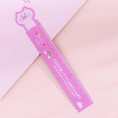 Bonitos efectos de escritorio creativos de Kawaii para estudiantes, regla de Línea ondulada con dibujos animados, 15cm, se puede doblar, suave,: Borgoña