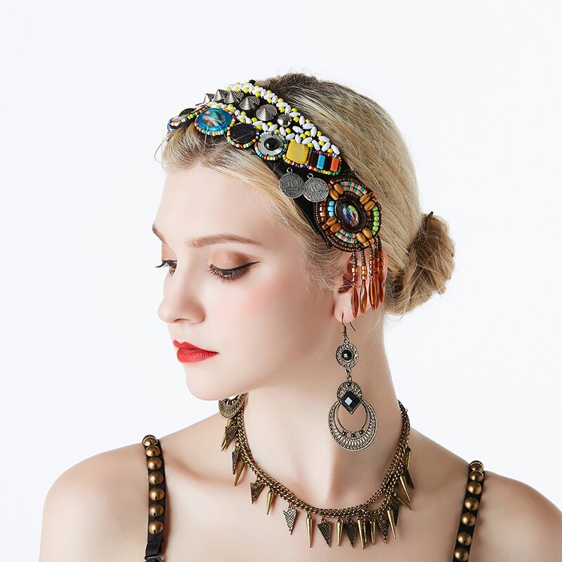 Tribal Belly Dance Accessories Women Headpieces Dance Headbands Bellydance Beads Rhinestones Gypsy Vintage Headbands