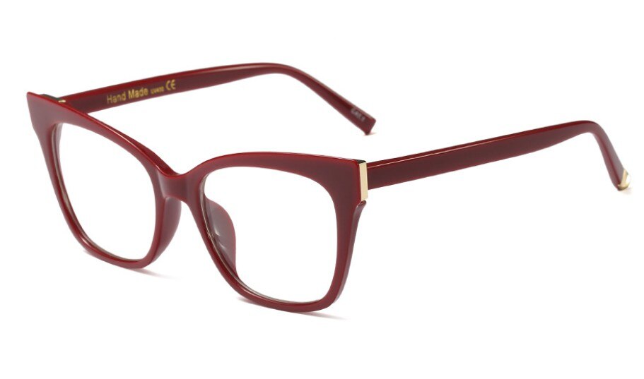 45514 Cat Eye Glasses Frames For Women Brand Optical EyeGlasses UV400 Eyewear Computer Glasses: C3 wineRed clear