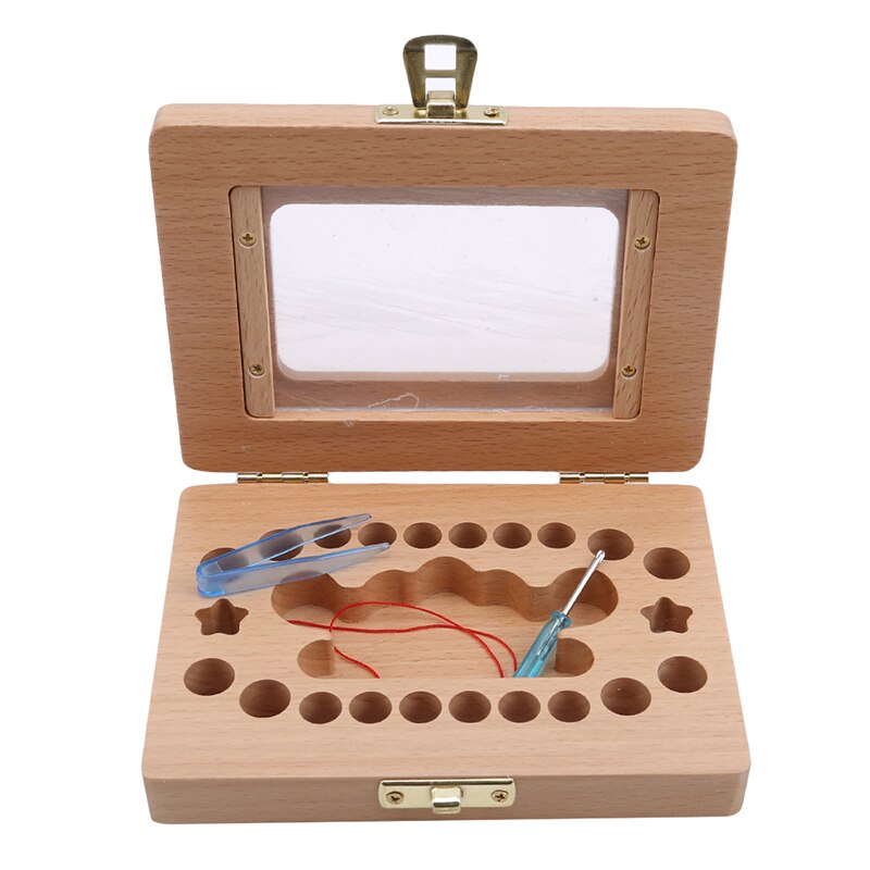 Milk Teeth Storage Wooden Photo Frame Fetal Hair Deciduous Tooth Box Organizer Umbilical Lanugo Save Collect Baby Souvenirs