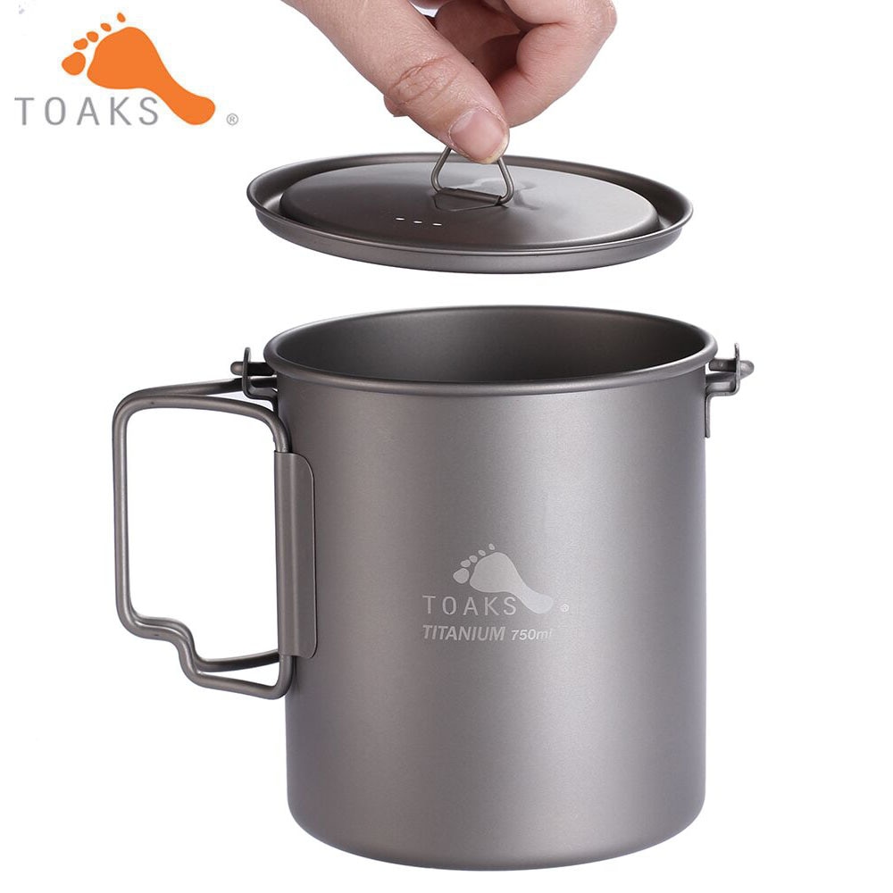 TOAKS Titanium Outdoor Camping Pot Cooking Pots Picnic Hang Pot Ultralight Titanium Pot 750ml